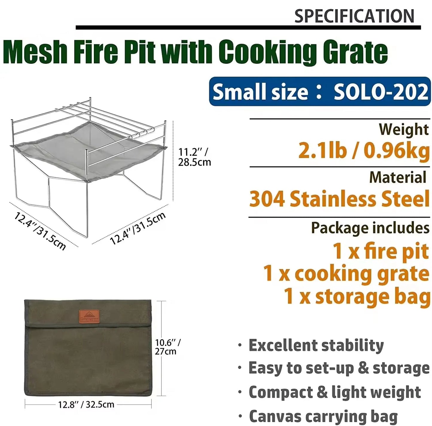 Foldable Outdoor Mesh Fire Pit