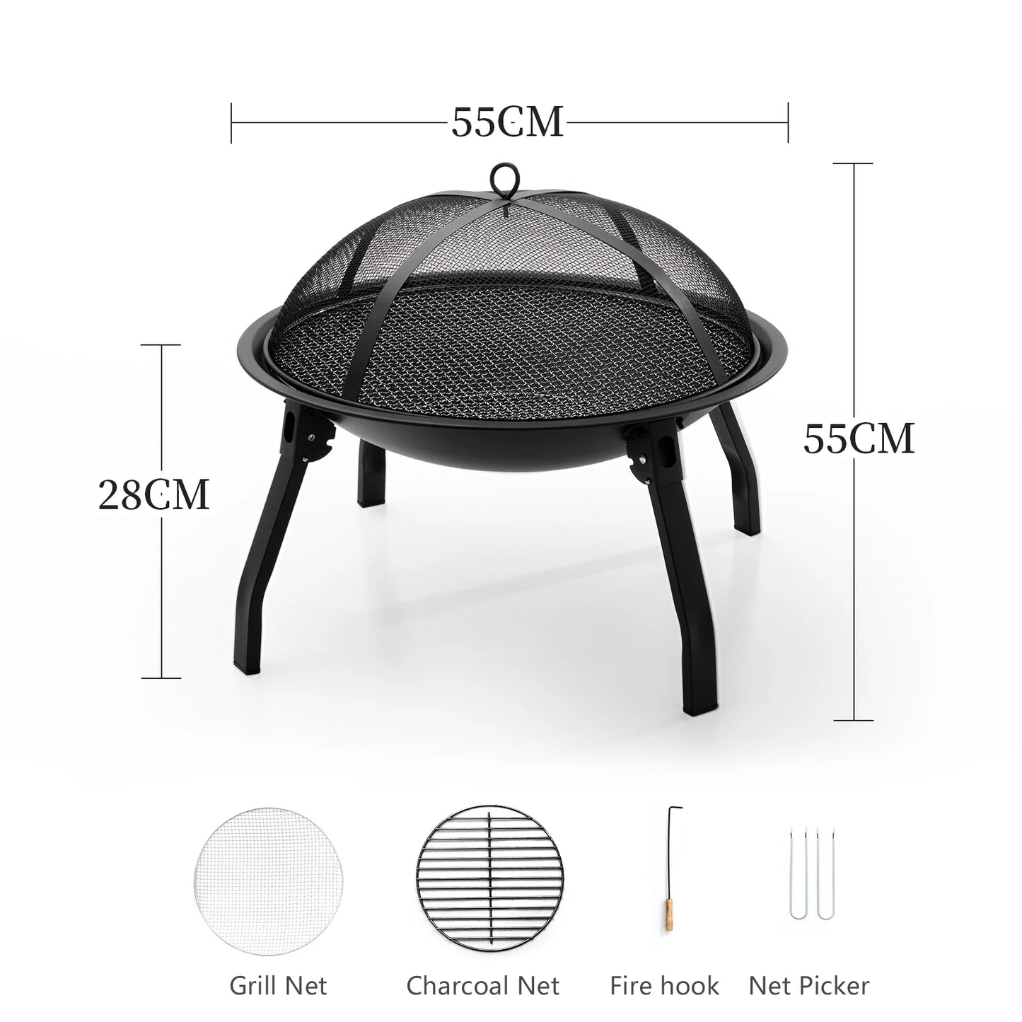 22in Foldable Charcoal Burning Fire Pit